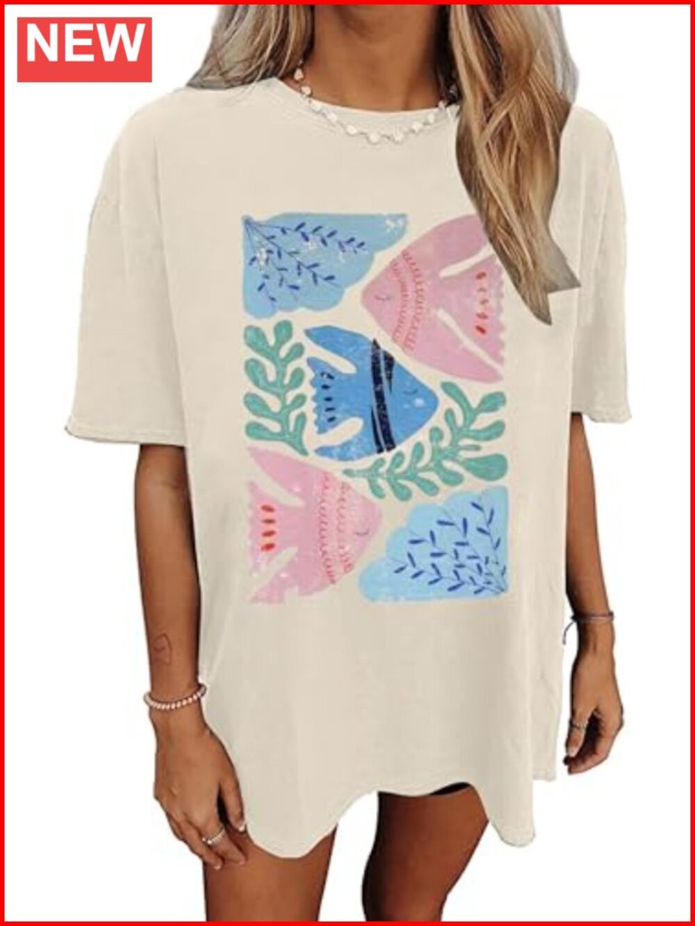 Womens Oversized Flower Graphic Tee Short Sleeve Summer Casual Loose Fit Cotton
